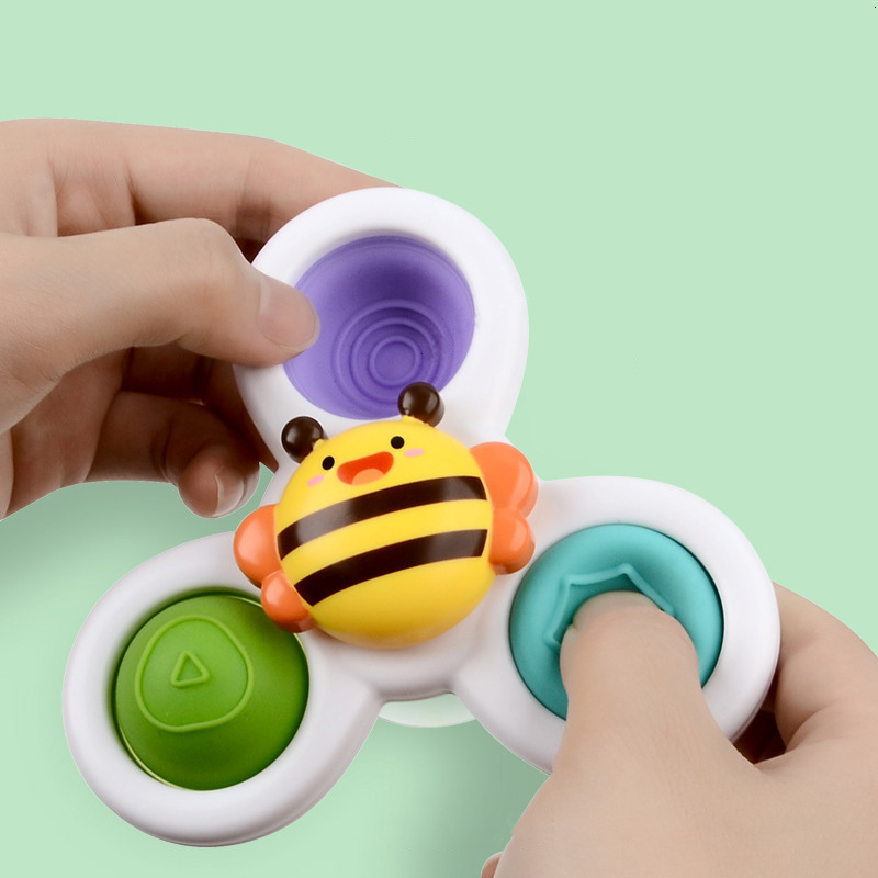 Bath Toys 1PcsCartoon Fidget Suction Cup Spinner Toy For Baby Rotating Rattle Educational Games Kids Montessori ForChildren 221118