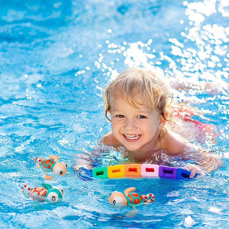 Bath Toys Pull String Baby Toy Go Sea Turtle Cute Surfing Swimming Beaver Windup Clockwork tub No Battery Needed for Toddler 221118