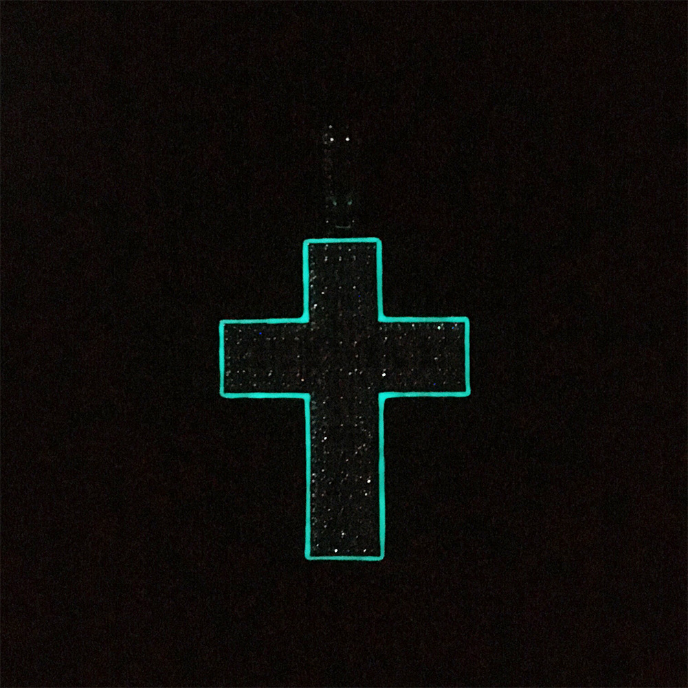 TopBling Glow in the Dark Cross Pendant White Gold Plated Necklace 5A T Zircon Men Women Lover Gift Religious Jewelry