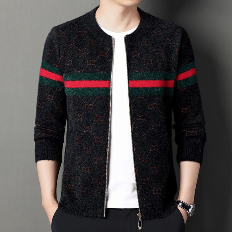 Men's Sweaters Zongke Striped Black Men Cardigan Luxury Jumper Mens Sweaters Clothing Chinese Size 4XL 2022 Autumn Winter New Arrivals