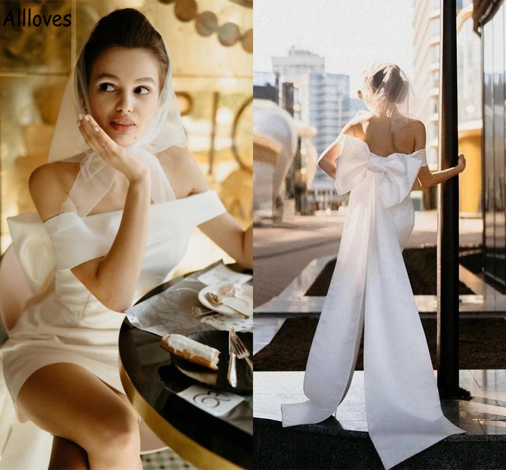 Mini Wedding Dress Sheath Big Bow Off The Shoulder Simple Elegant White Satin Short Bridal Gowns Boho Garden Beach Reception Engagement Dress For Bride Modern AL9599, Dark red
Mini Wedding Dress Sheath Big Bow Off The Shoulder Simple Elegant White Satin Short Bridal Gowns Boho Garden Beach Reception Engagement Dress For Bride Modern AL9599, Dark red