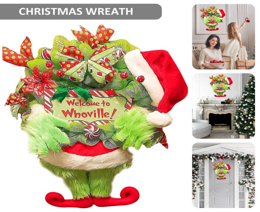 Christmas Decorations Christmas Door Decoration Creative Grinch Wreath Hanging Thief Stole Grinch Plush Leg Christmas Tree Ornamen
Christmas Decorations Christmas Door Decoration Creative Grinch Wreath Hanging Thief Stole Grinch Plush Leg Christmas Tree Ornamen