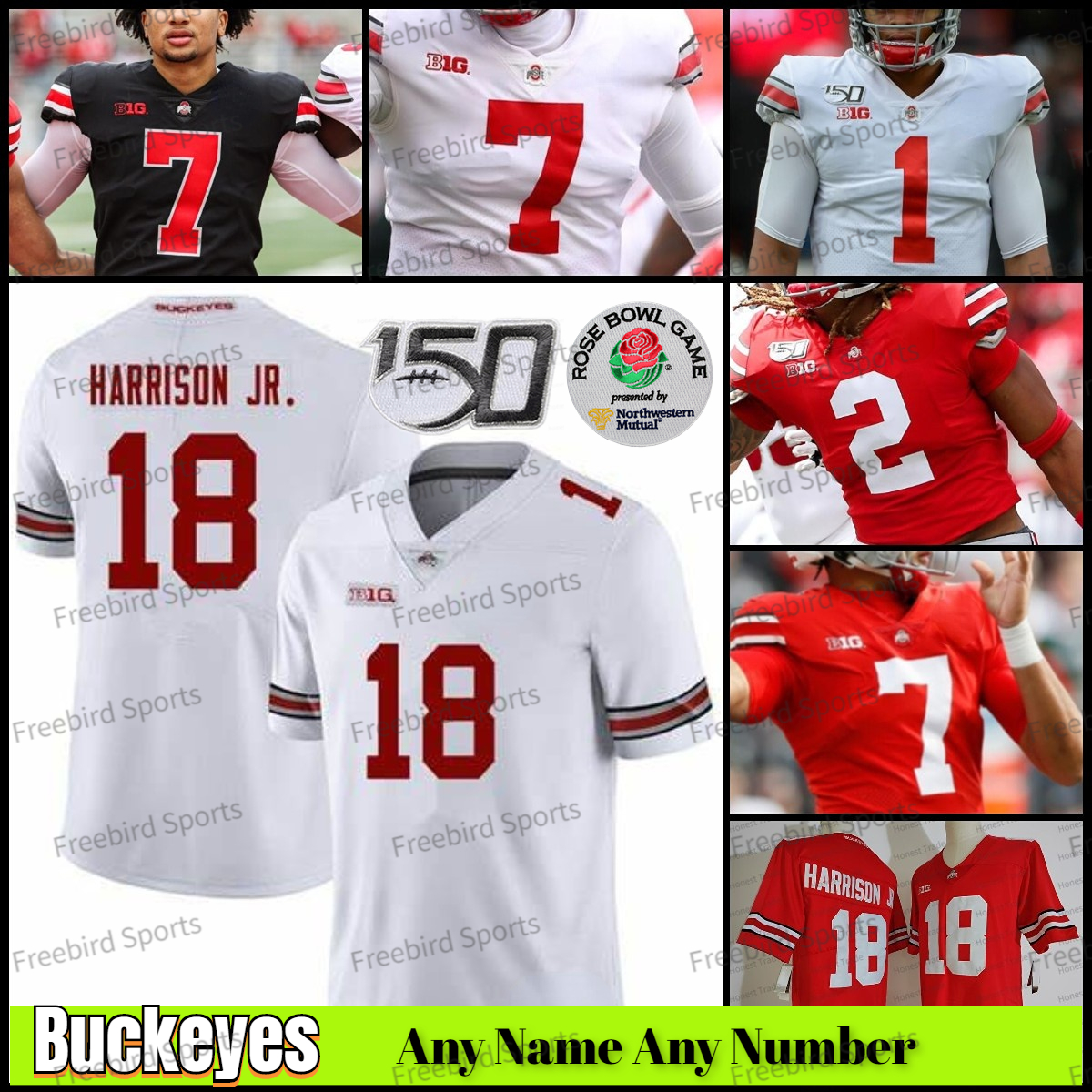 Ohio State Buckeyes Football Jersey 18 Harrison Jr. 7 CJ Stroud 7 Haskins Jr 15 Elliott Smith-Njigba Bosa Henderson White Red College Jerseys Custom Men Women Kids, Black+150th patch
Ohio State Buckeyes Football Jersey 18 Harrison Jr. 7 CJ Stroud 7 Haskins Jr 15 Elliott Smith-Njigba Bosa Henderson White Red College Jerseys Custom Men Women Kids, Black+150th patch