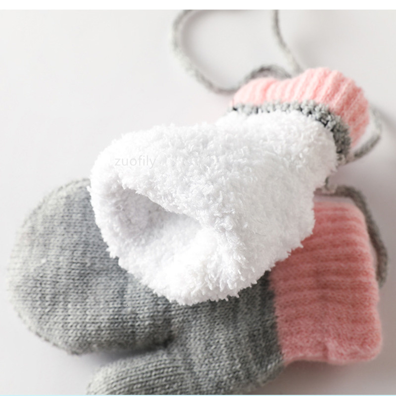 Children s Finger Gloves Cartoon Baby Mittens Winter Warm Kids Girl Knitted Children Toddler Teething Mitten Handschoen 221118