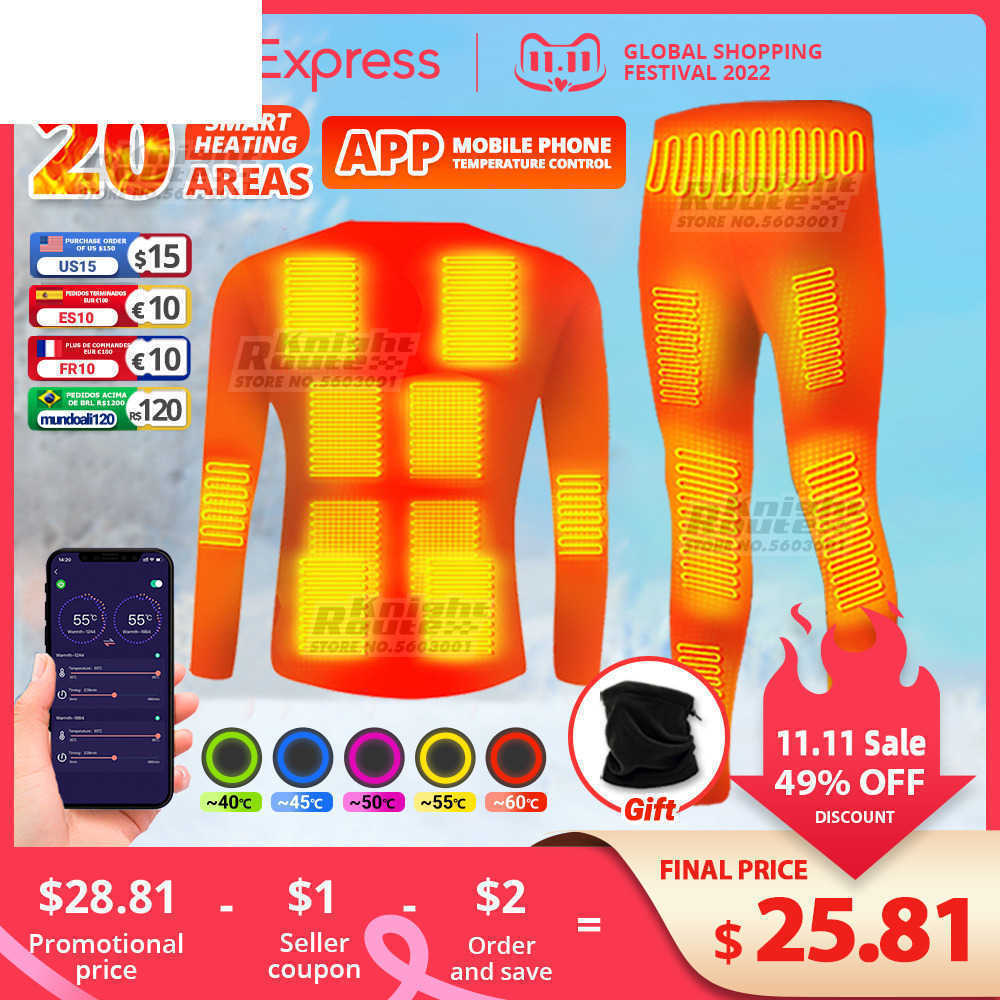Winter Heated Underwear Suit Mobile Phone APP Control Temperature Fleece Thermal Underwear Motorcycle Jacket Heating Men Women, Red
Winter Heated Underwear Suit Mobile Phone APP Control Temperature Fleece Thermal Underwear Motorcycle Jacket Heating Men Women, Red