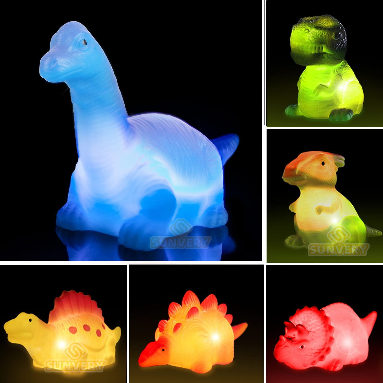 Bath Toys Dinosaur Light Up Floating Rubber for Baby Children Toddler Pool Water tub Shower Kids 221118