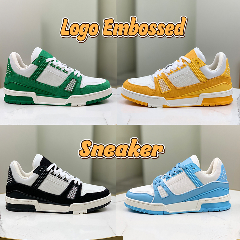 

Luxury designer casual shoes Embossed Trainer Sneaker triple white pink sky blue black green yellow denim low mens sneakers women trainers EUR 36-45, 01 yellow denim