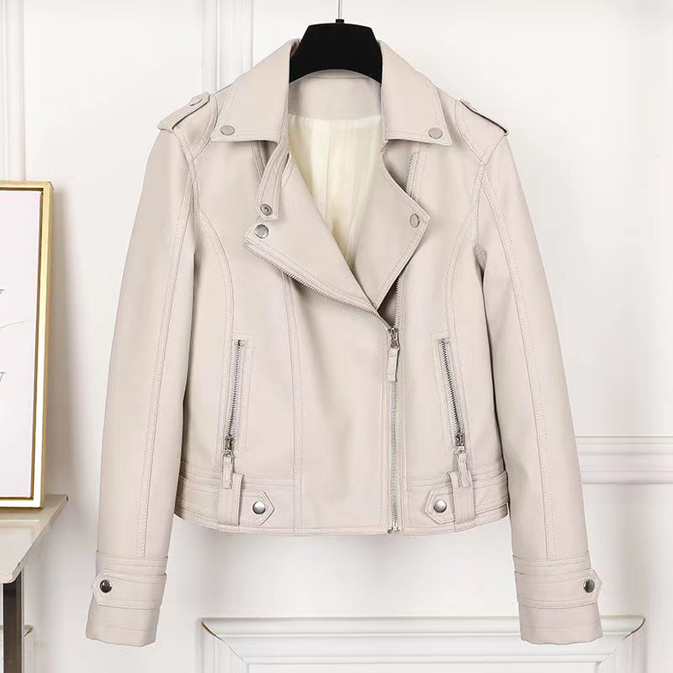 Womens Jackets Woman Coats Autumn Spring Style Slim For Lady Genuine Leather Jacket Designer Coat E618