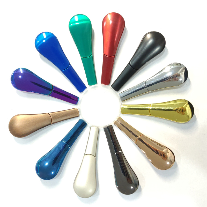 2pcs Retail Magnetic Metal Smoking Spoon Herb Pipes Detachable Cleaning Portable Pocket Hand Pipe Rainbow 9 Colors