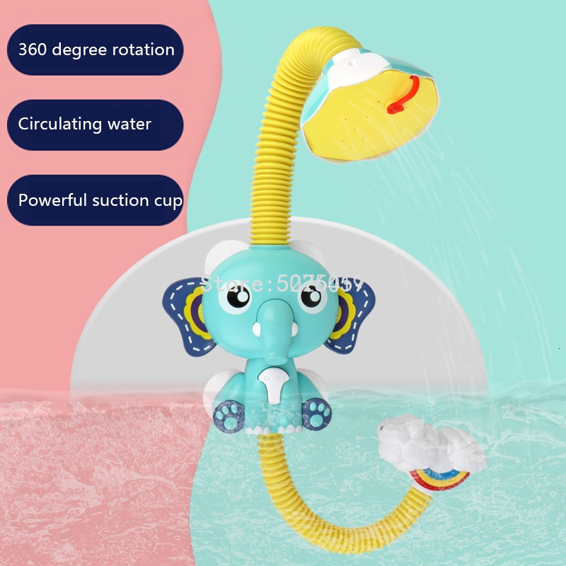 Bath Toys Electric Elephant Water Spray For Kids Baby room tub Faucet Shower Strong Suction Cup Children Game 221118