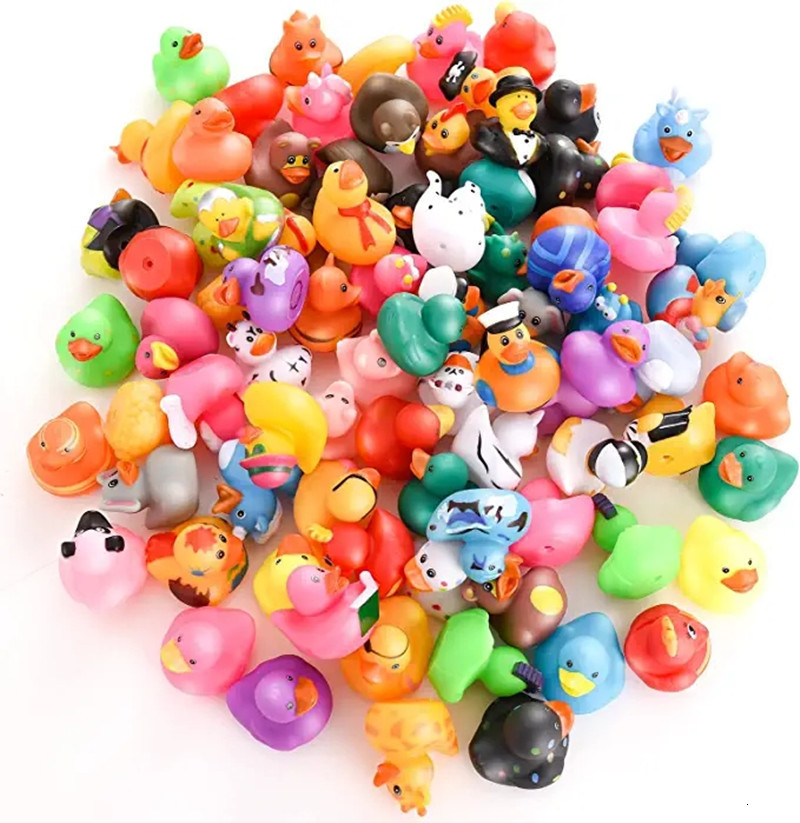 Bath Toys 5 100pcs Rubber Duck Kids And Toddler Toy Birthday Baby Shower School Classroom Gift Summer Beach Pool Activity 221118