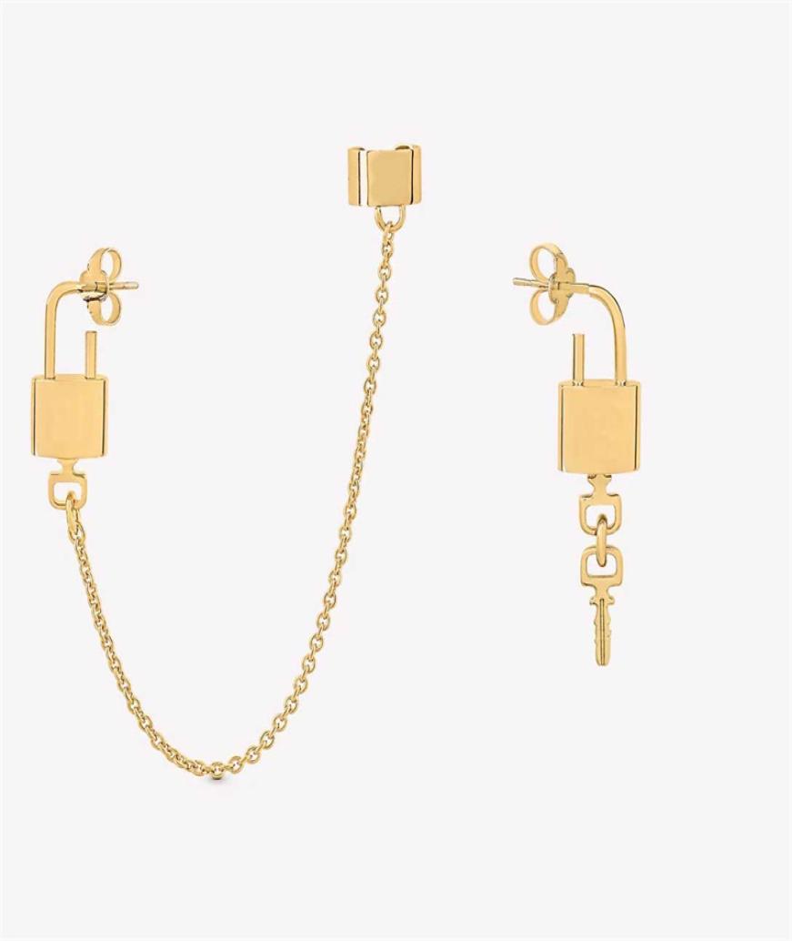 Lock Key Asymmetric Earrings Luxury Designer Jewellery Fringe Ear Studs Classic Gold Earring Pendant Ear Studs Wedding Party
Lock Key Asymmetric Earrings Luxury Designer Jewellery Fringe Ear Studs Classic Gold Earring Pendant Ear Studs Wedding Party