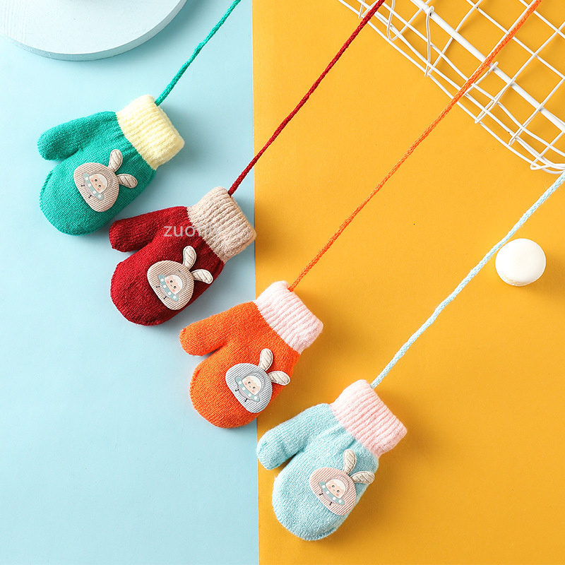 Children s Finger Gloves Cartoon Baby Mittens Winter Warm Kids Girl Knitted Children Toddler Teething Mitten Handschoen 221118