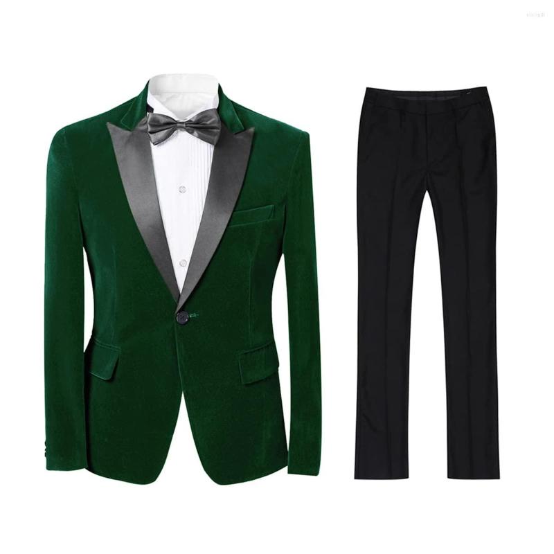 

Men's Suits 2-Piece Men Peaked Lapel One Button Wedding Groom Tuxedo Slim Fit Dinner Party/Evening Jacket Pants Male Suit, Black