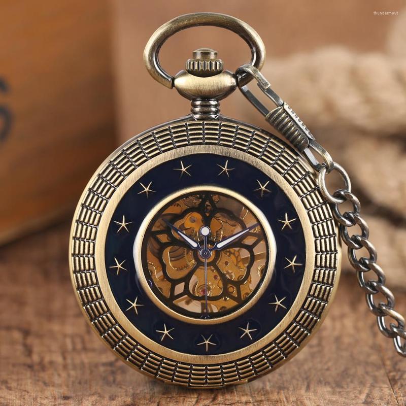 Pocket Watches Bronze Antique Mechanical Hand Wind Men Women Dark Blue Star Openwork Circle Watch Unisex Pendant Clock
Pocket Watches Bronze Antique Mechanical Hand Wind Men Women Dark Blue Star Openwork Circle Watch Unisex Pendant Clock
