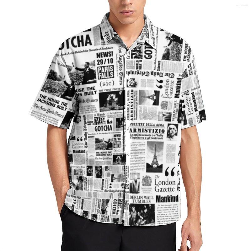 Men's Casual Shirts Vintage Spaper Black White Vacation Shirt Short-Sleeve Streetwear Blouses Men Plus Size, Style-11
Men's Casual Shirts Vintage Spaper Black White Vacation Shirt Short-Sleeve Streetwear Blouses Men Plus Size, Style-11