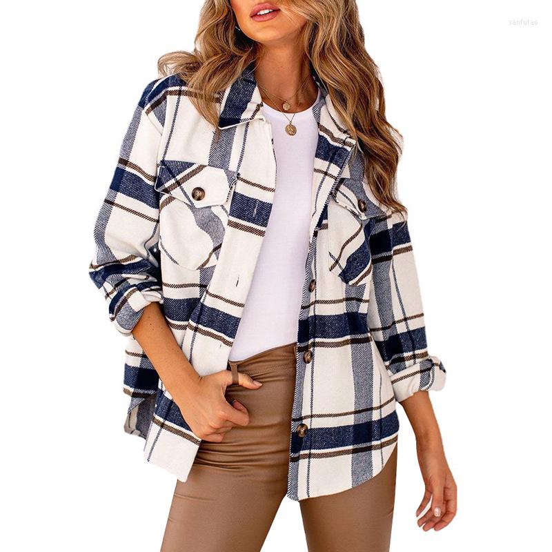 Women' Blouses 2022 Spring Women' Fashion Casual Cardigan Jacket Long Sleeve Plaid Shirt, White
Women' Blouses 2022 Spring Women' Fashion Casual Cardigan Jacket Long Sleeve Plaid Shirt, White