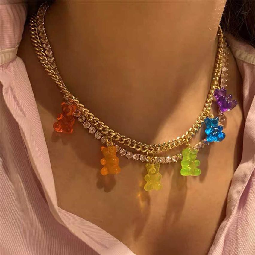 Punk Colorful Gummy Bear Pendant Metal Crystal Choker Necklace for Women Multi-layer Cute Bear Tennis Clavicle Chain New Jewelry H1011272V
Punk Colorful Gummy Bear Pendant Metal Crystal Choker Necklace for Women Multi-layer Cute Bear Tennis Clavicle Chain New Jewelry H1011272V
