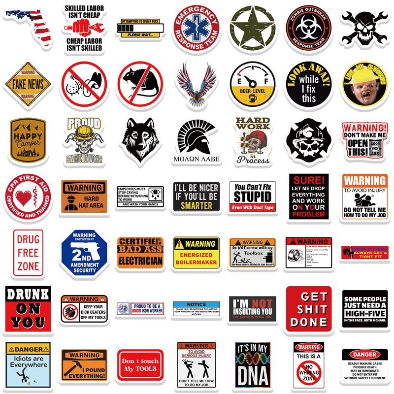 98Pcs Funny Hard Hat Sticker Helmet Graffiti Stickers for DIY Luggage Laptop Skateboard Motorcycle Bicycle Stickers