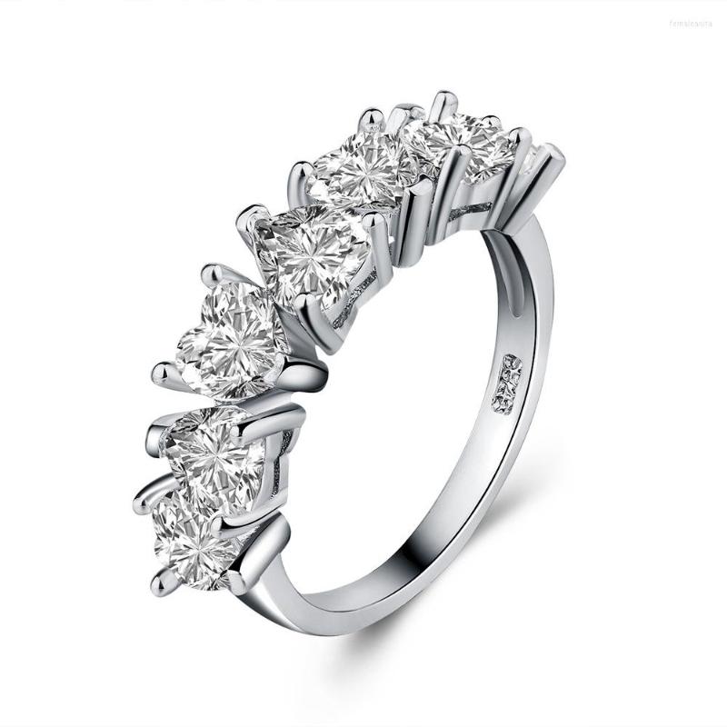 Cluster Rings Silver Color Jewelry Anti-allergy Smooth Simple Wedding Couples With Love Heart CZ Bijouterie For Man Or Woman
Cluster Rings Silver Color Jewelry Anti-allergy Smooth Simple Wedding Couples With Love Heart CZ Bijouterie For Man Or Woman