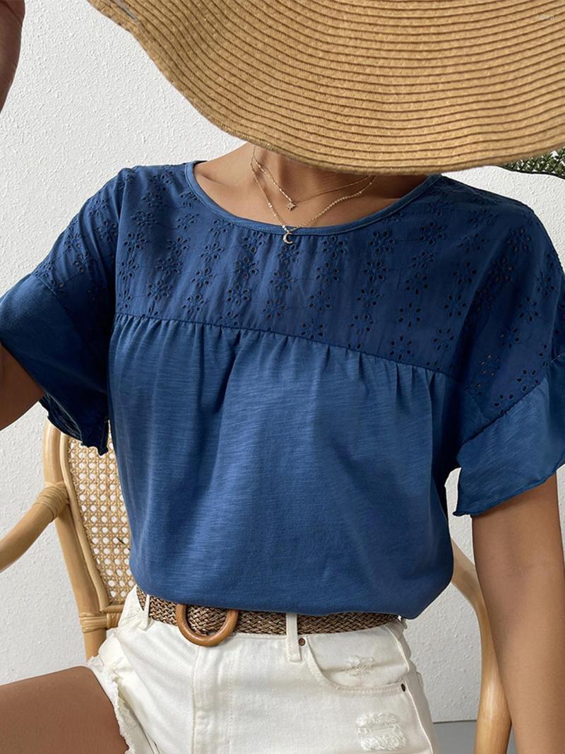 Women' Blouses Jastie Floral Hollow Out Top Shirts Women Embroidery Casual Blouse Ruffle Sleeve O-neck Solid Loose Blusas 2022 Summer Chic, Blue
Women' Blouses Jastie Floral Hollow Out Top Shirts Women Embroidery Casual Blouse Ruffle Sleeve O-neck Solid Loose Blusas 2022 Summer Chic, Blue