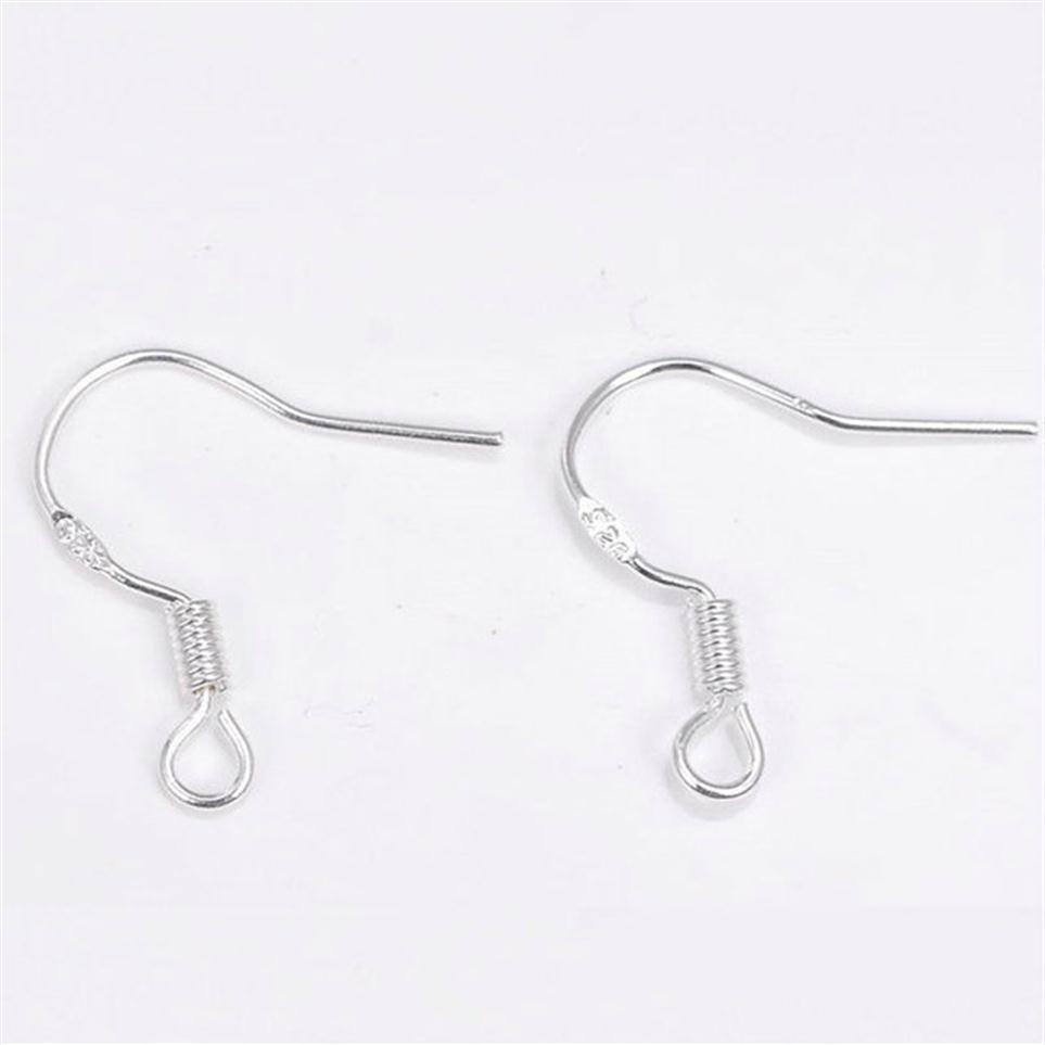 200pcs lot 925 Sterling Silver Earring Findings Hooks Jewelry DIY 15mm Fish Hook Fit Earrings248N