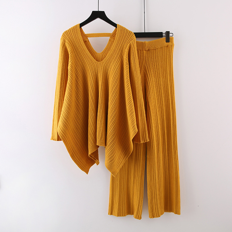 Women s Two Piece Pants Autumn Solid Knitted Suit Irregular V Neck Loose Yellow Sweater Top Wide Leg Set Female Outfit 221119, Lake green
Women s Two Piece Pants Autumn Solid Knitted Suit Irregular V Neck Loose Yellow Sweater Top Wide Leg Set Female Outfit 221119, Lake green