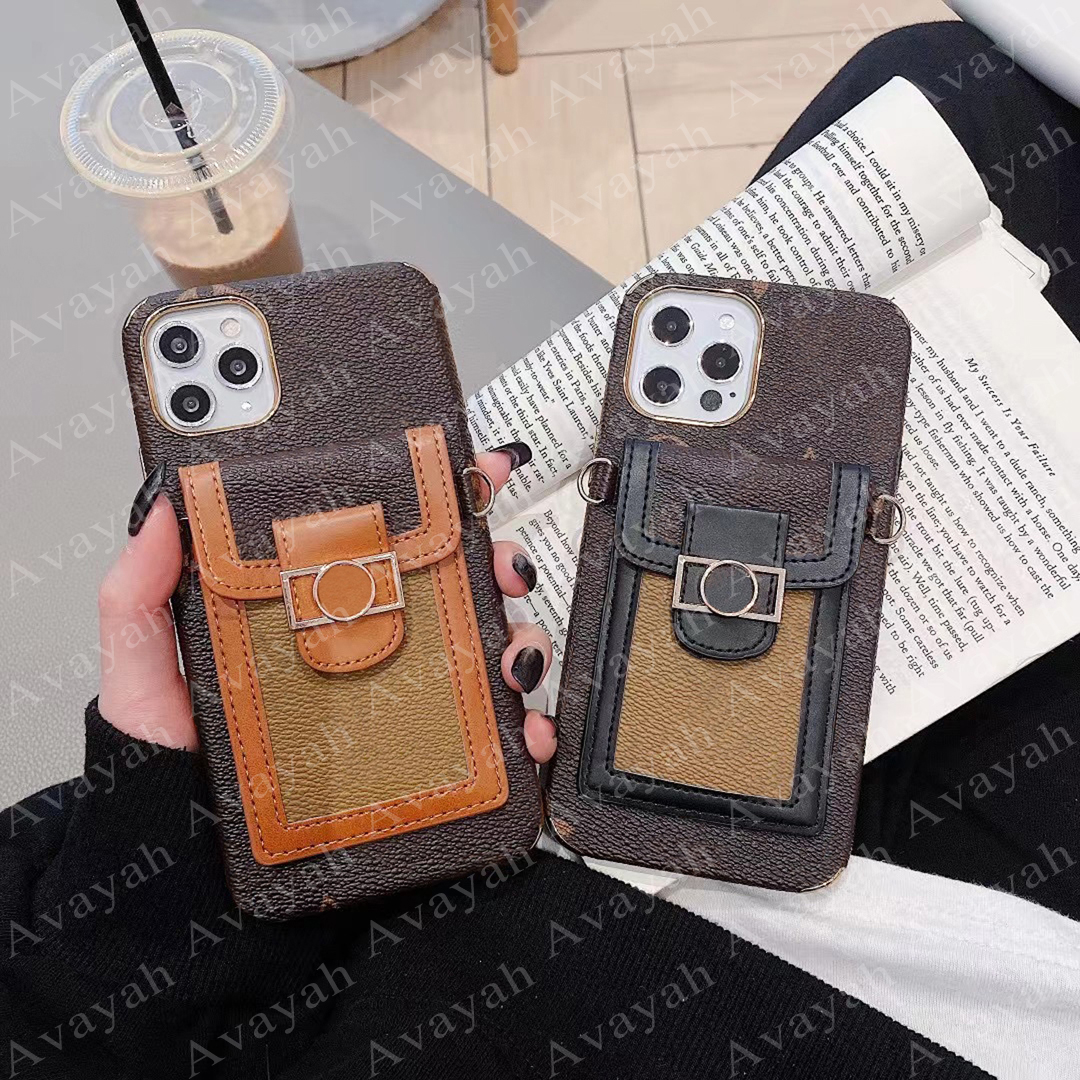 Luxury Dauphin Flower Phone Cases for iPhone 14 14pro 14plus 13 13pro 12 12pro 11 11pro X Xs Max Xr 8 7 Plus Cross Body Leather Card Pocket Case Portable Shoulder Cover