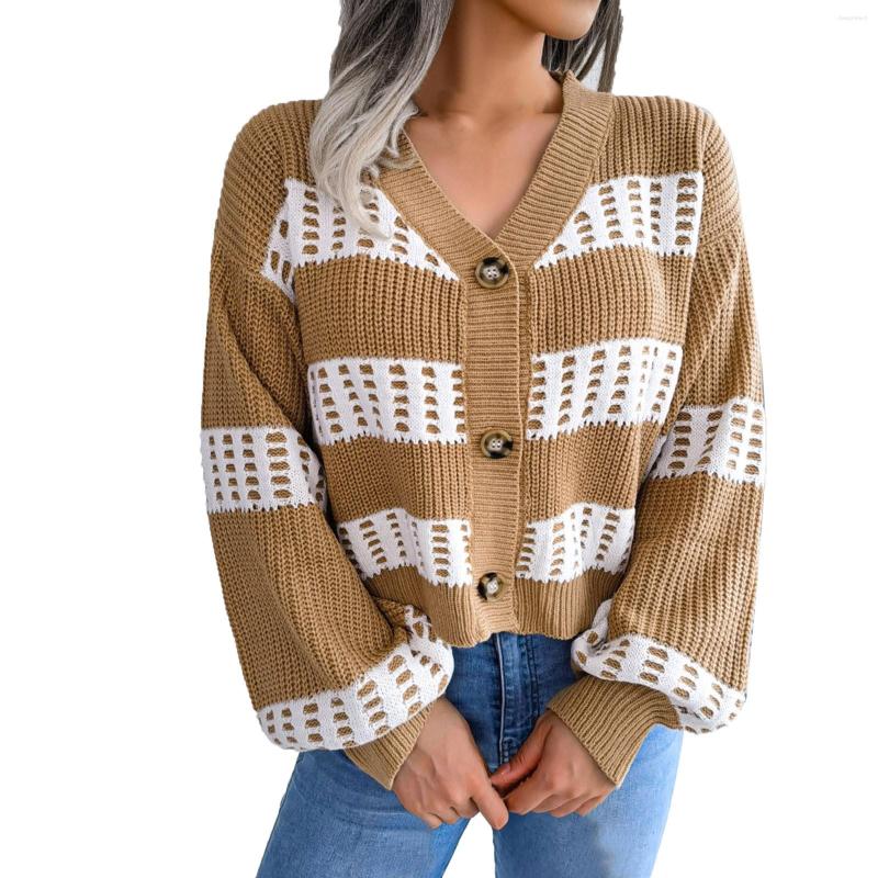 Women' Knits Lantern Sleeve Women Sweater Cardigan 2022 Autumn Winter Patchwork Button Down Casual Tops Female Loose Knitted Coat Wholesale, Brown-1
Women' Knits Lantern Sleeve Women Sweater Cardigan 2022 Autumn Winter Patchwork Button Down Casual Tops Female Loose Knitted Coat Wholesale, Brown-1