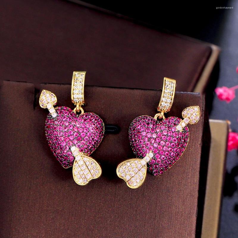 Dangle Earrings CWWZircons Two Tone Gold Plated Bling Pink Red Cubic Zirconia Heart Arrow Chic Unique CZ Earring For Women Engagement Gift
Dangle Earrings CWWZircons Two Tone Gold Plated Bling Pink Red Cubic Zirconia Heart Arrow Chic Unique CZ Earring For Women Engagement Gift