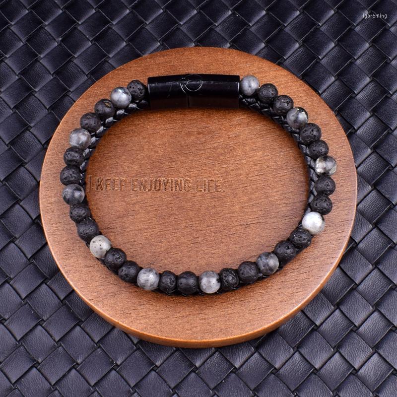 Strand Fine Stainless Steel Jewelry Multi-Layered Men's Black Leather Beaded Bracelet High Quality Magnet Clasp Christmas Gift
Strand Fine Stainless Steel Jewelry Multi-Layered Men's Black Leather Beaded Bracelet High Quality Magnet Clasp Christmas Gift