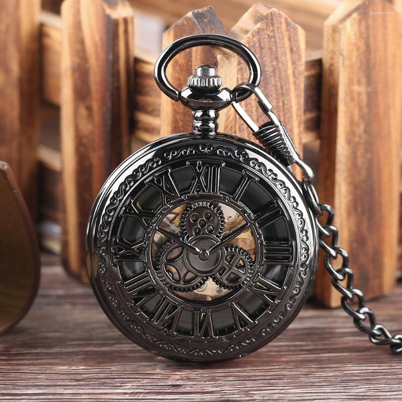 Pocket Watches Black Roman Numerals Dial Gear Wheel Mechanical Watch Openwork Case Hand-Wind Unisex Clock Gift
Pocket Watches Black Roman Numerals Dial Gear Wheel Mechanical Watch Openwork Case Hand-Wind Unisex Clock Gift