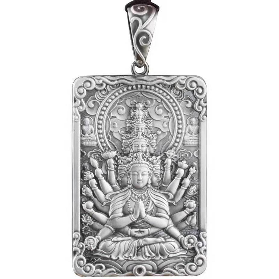 Vintage ThousandHand Avalokitesvara Pendant Rat Male Zodiac Buddha Large Amulet Necklace Male Gift Accessories300d