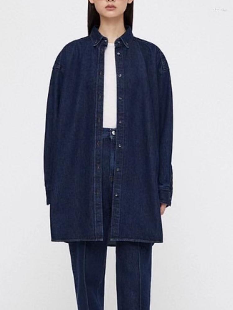 Women's Blouses 2022 Autumn And Winter Dark Blue Cotton Button Mid-length Women Loose Denim Shirt Jacket
Women's Blouses 2022 Autumn And Winter Dark Blue Cotton Button Mid-length Women Loose Denim Shirt Jacket
