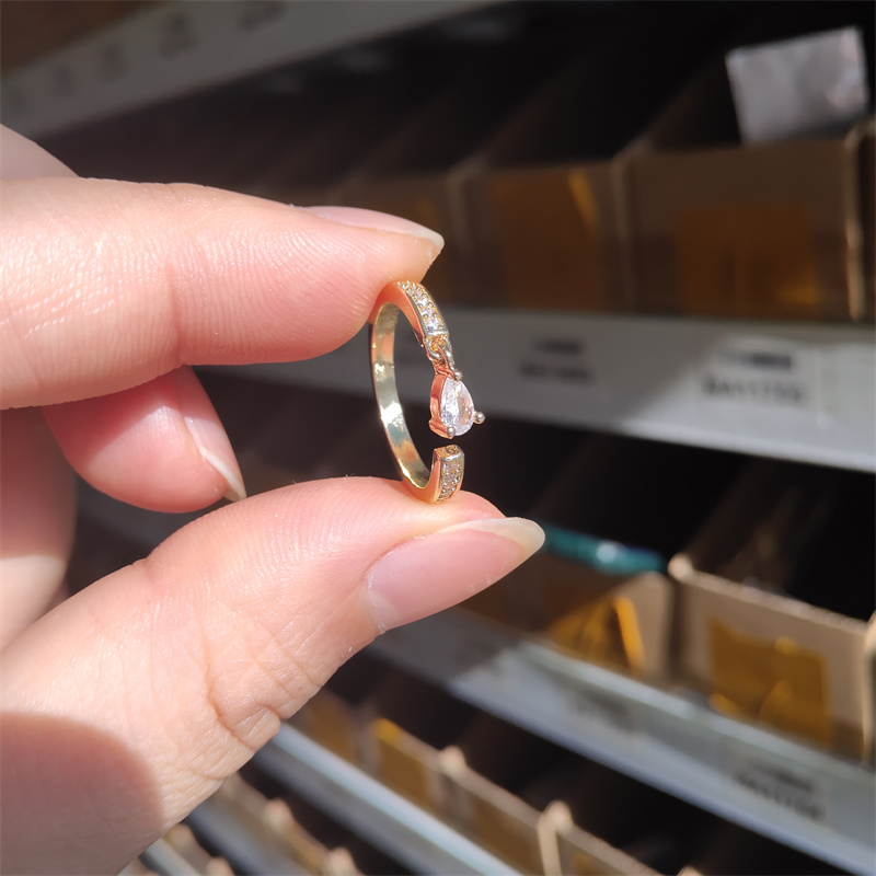 Fashion Multilayer Water Drop CZ Ring Zirconia Engagement Open Rings for Women Korea Sier Color Girls Wedding Jewelry