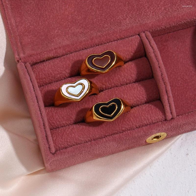 Cluster Rings Red Black White Enamel Double Love Heart PVD Gold Ring For Girls Stylish Couple Stainless Steel Men Women Jewelry Sets
Cluster Rings Red Black White Enamel Double Love Heart PVD Gold Ring For Girls Stylish Couple Stainless Steel Men Women Jewelry Sets