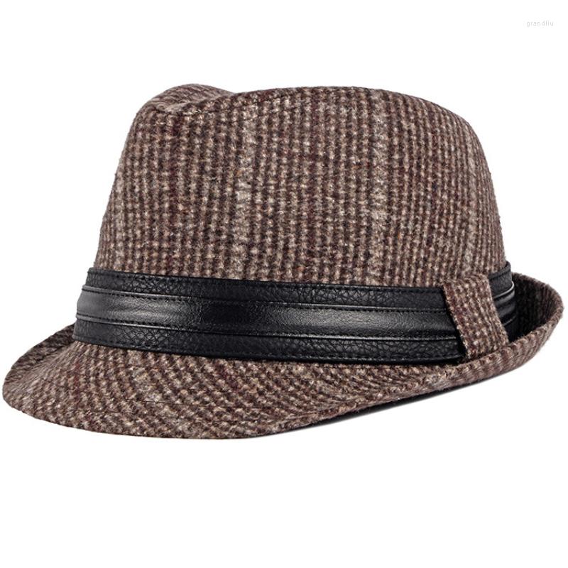 Berets Fedoras Autumn Winter Hat Caps For Men Vintage Plaid Wool Retro Gentleman Black Band Fedora Male Trilby Jazz
Berets Fedoras Autumn Winter Hat Caps For Men Vintage Plaid Wool Retro Gentleman Black Band Fedora Male Trilby Jazz