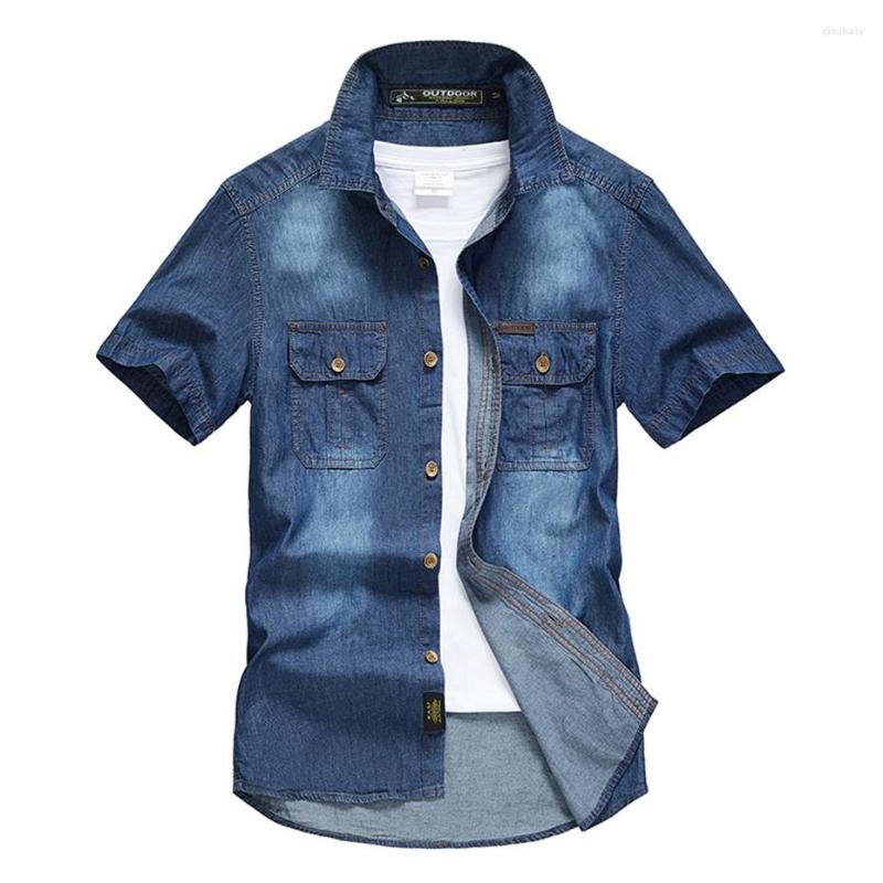 Men's Casual Shirts Summer Short Sleeve Denim Korean Fashion Button Up Blouse, Dark blue
Men's Casual Shirts Summer Short Sleeve Denim Korean Fashion Button Up Blouse, Dark blue