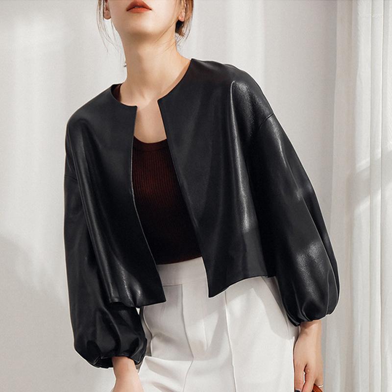 Women' Leather Genuine Coat Women' Short Spring Korean Loose Casual O-Neck Lantern Sleeve Sheep Jacket 2022, Black
Women' Leather Genuine Coat Women' Short Spring Korean Loose Casual O-Neck Lantern Sleeve Sheep Jacket 2022, Black