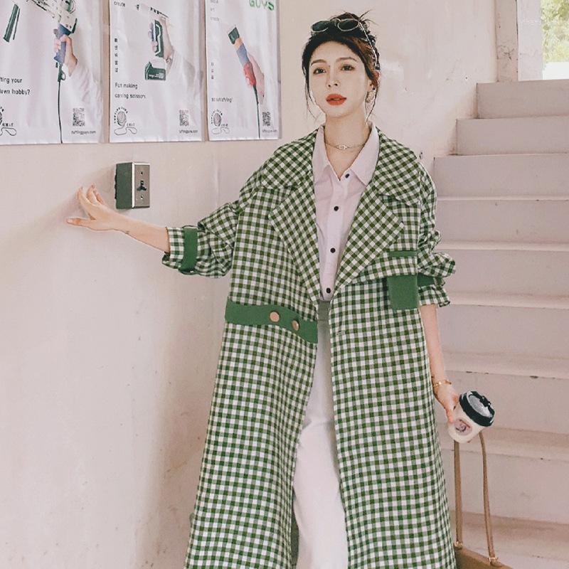 Women' Trench Coats Autumn Korean Design Plaid Windbreaker Loose Mid Length Women' Coat, Green
Women' Trench Coats Autumn Korean Design Plaid Windbreaker Loose Mid Length Women' Coat, Green