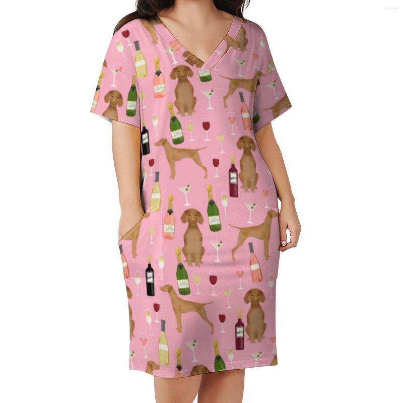 Plus Size Dresses Wine Lover Casual Dress Summer Vizsla Dog Print Pretty Women V Neck Pattern Street Wear, Style-19
Plus Size Dresses Wine Lover Casual Dress Summer Vizsla Dog Print Pretty Women V Neck Pattern Street Wear, Style-19