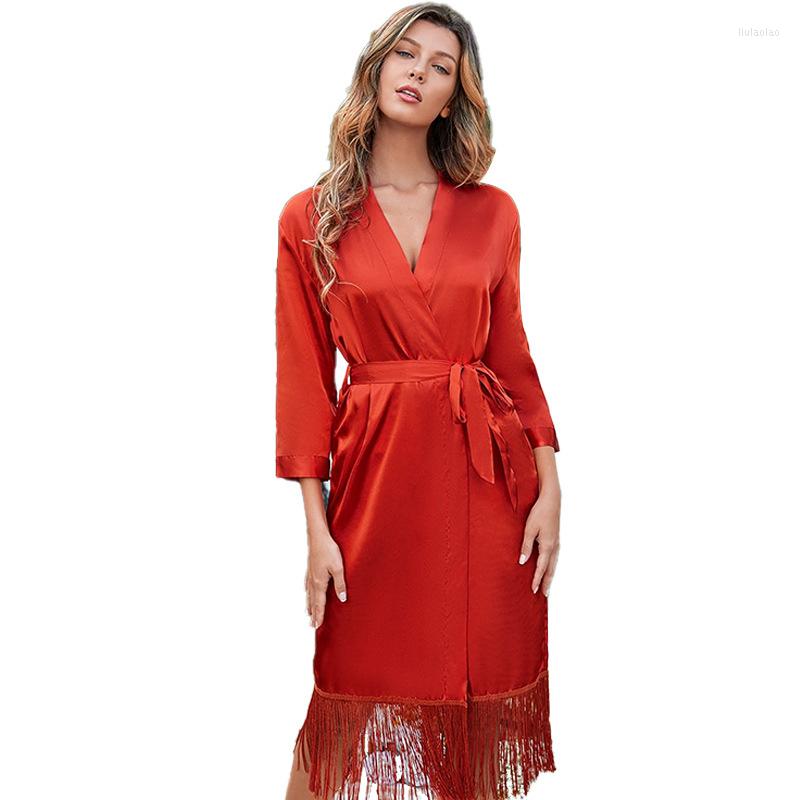 Women' Sleepwear Summer Ladies Nightgown Bridesmaid Robe Silk Cardigan Lace Design Red Color Kimono Bathrobe Sexy Fashion Loose Home
Women' Sleepwear Summer Ladies Nightgown Bridesmaid Robe Silk Cardigan Lace Design Red Color Kimono Bathrobe Sexy Fashion Loose Home