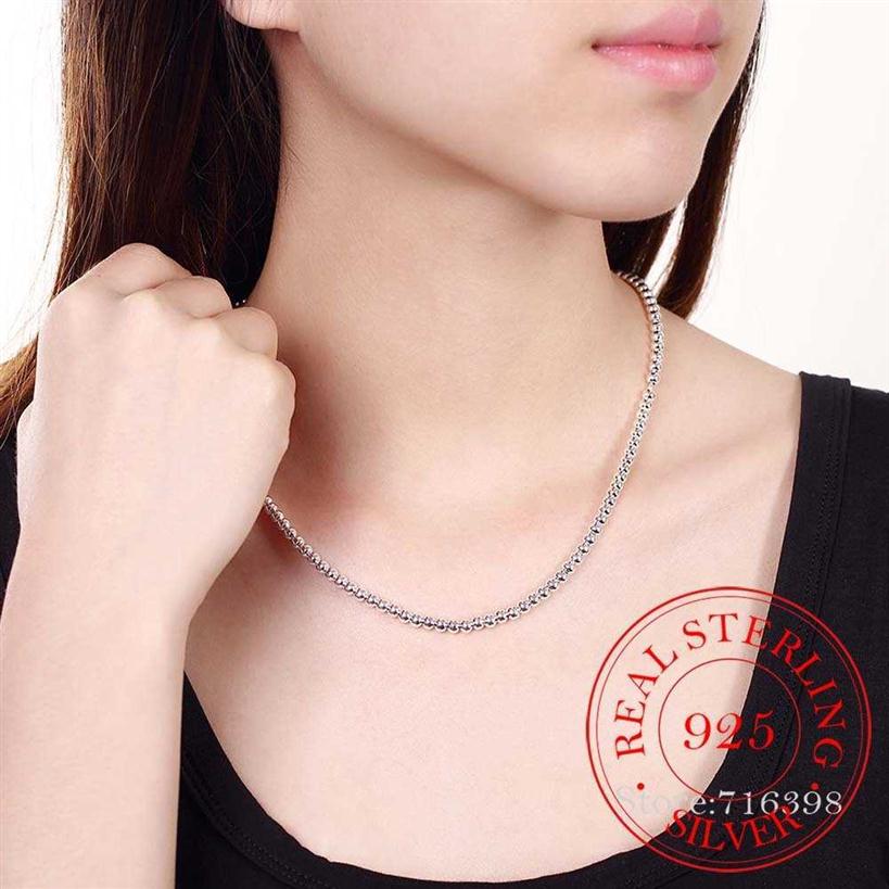 Designer Necklace 925 Sterling Silver 4mm 8mm 10mm Smooth Beads Ball Chain For Women Trendy Wedding Engagement Jewelry Drop302U