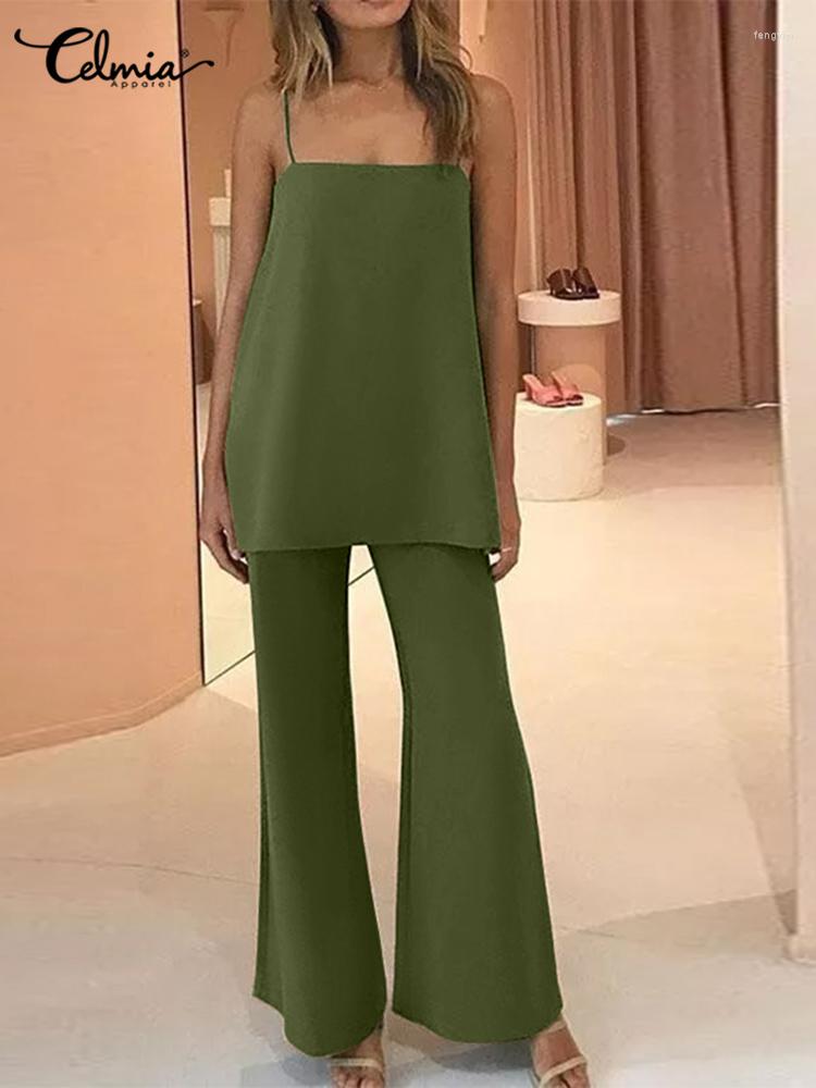 Women' Two Piece Pants Fashion Trousers Sets 2 PCS Celmia Women 2022 Sleeveless Straps Tops And Flared Pant Summer Sexy Solid Work Matching, (style a)white
Women' Two Piece Pants Fashion Trousers Sets 2 PCS Celmia Women 2022 Sleeveless Straps Tops And Flared Pant Summer Sexy Solid Work Matching, (style a)white