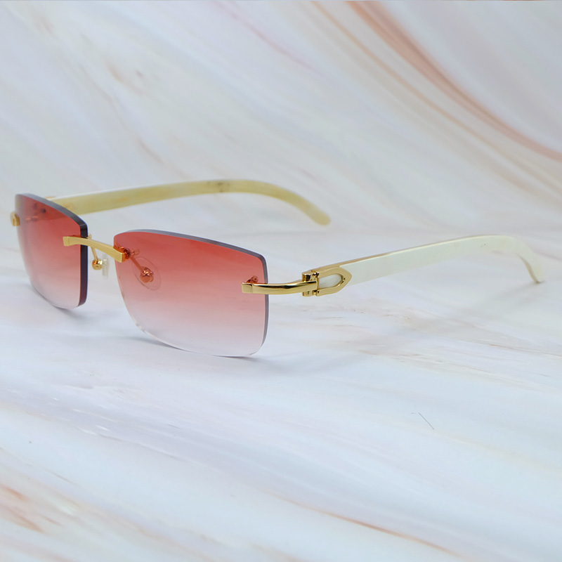 White Horn Sunglasses Designer Carter Stylish Vintage Sun Glasses Mens Rimless Outdoor Decoration Shades Eyewear Gafas De Sol Good quality