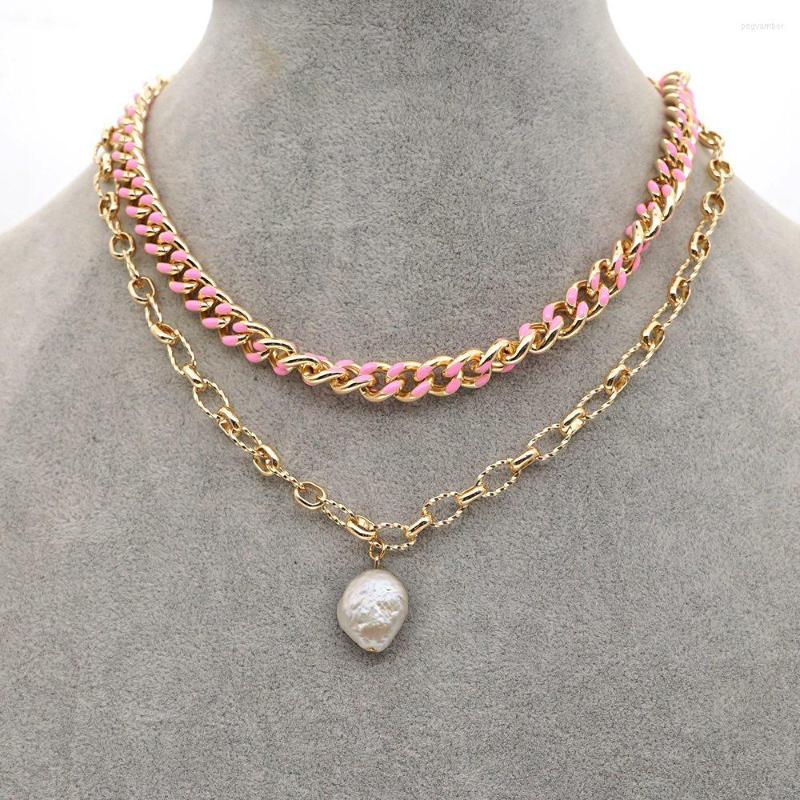 Chains Fashion Layered Chain Necklace Freshwater Baroque Pearl Gold Plated Choker Stainless Steel Jewelry For Women
Chains Fashion Layered Chain Necklace Freshwater Baroque Pearl Gold Plated Choker Stainless Steel Jewelry For Women