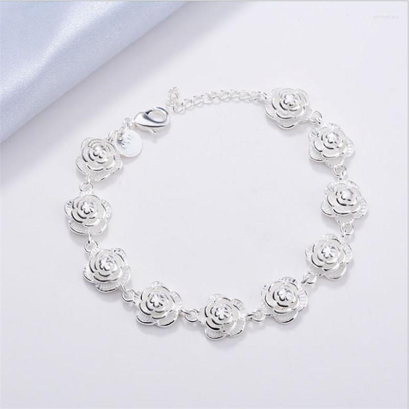 Link Bracelets Full Rose Flower Chain 925 Color Silver Bracelet For Women Fashion Classic Wedding Party Holiday Gift Fine Luxury Jewelry
Link Bracelets Full Rose Flower Chain 925 Color Silver Bracelet For Women Fashion Classic Wedding Party Holiday Gift Fine Luxury Jewelry