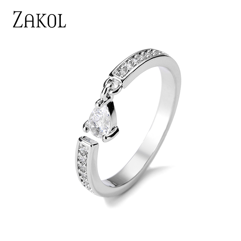 Fashion Multilayer Water Drop CZ Ring Zirconia Engagement Open Rings for Women Korea Sier Color Girls Wedding Jewelry