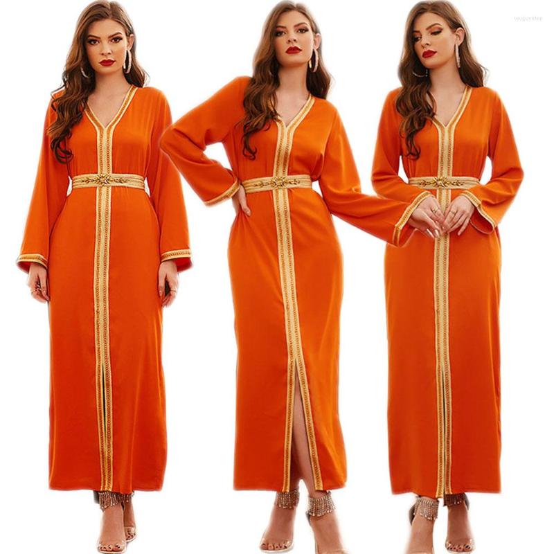 Ethnic Clothing Moroccan Muslim Women Maxi Dress Solid Color Party Evening Rhinestone Ribbons V-neck Abaya Islamic Ramadan Arabic Kaftan
Ethnic Clothing Moroccan Muslim Women Maxi Dress Solid Color Party Evening Rhinestone Ribbons V-neck Abaya Islamic Ramadan Arabic Kaftan