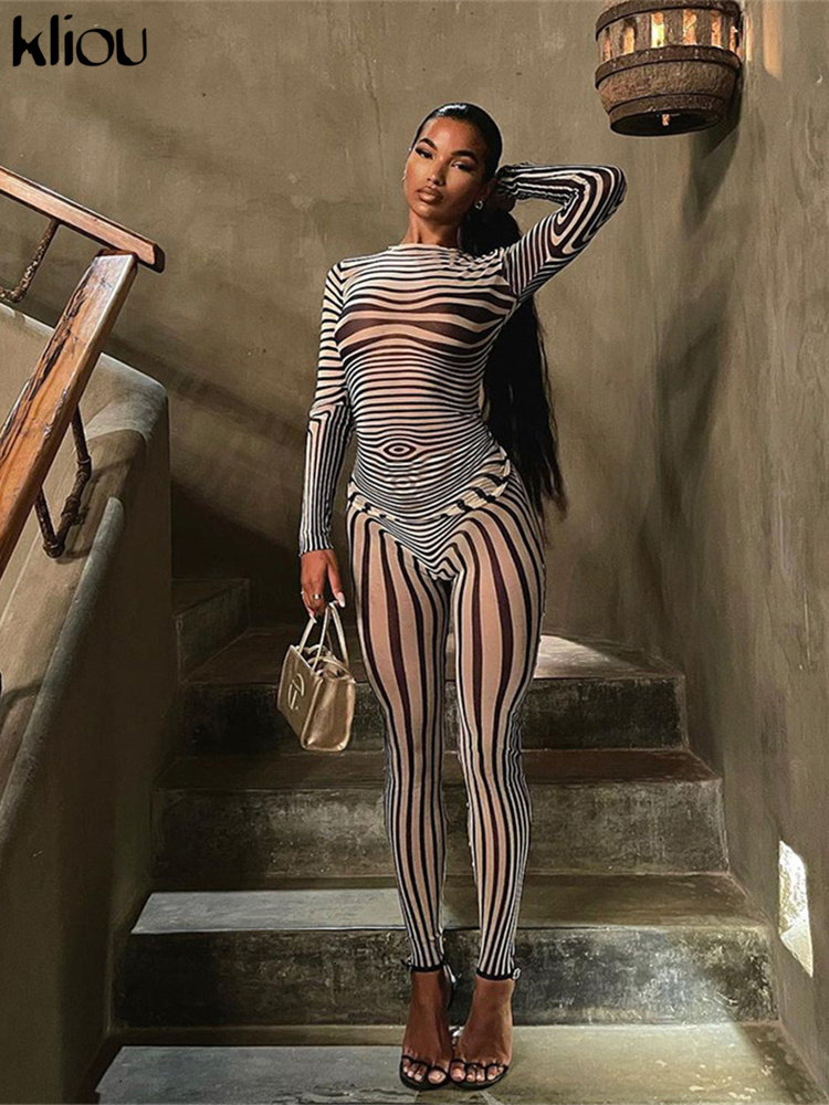 Women s Two Piece Pants Kliou Mesh Striped Set Women Sheath Body Shaping High Street Sexy Hipster Long Sleeve O Neck Female Streetwear Outfits 221119, Bk
Women s Two Piece Pants Kliou Mesh Striped Set Women Sheath Body Shaping High Street Sexy Hipster Long Sleeve O Neck Female Streetwear Outfits 221119, Bk